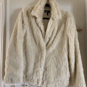 Vintage Cream Faux Fur Coat